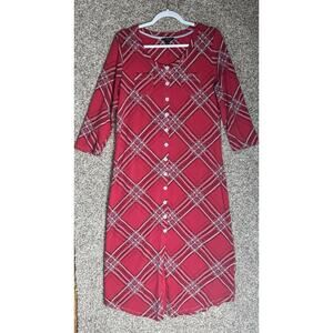 Soma Intimates Red Plaid Button Front Nightgown Cozy Cabin Holiday Pajamas Sz M